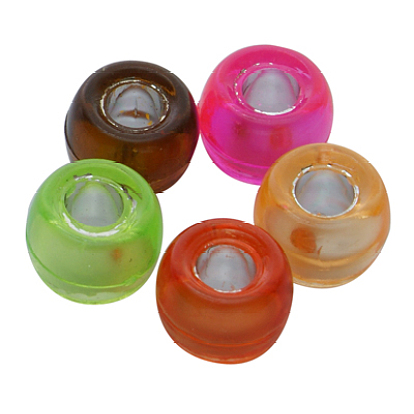 Acrylic European Beads, Large Hole Beads, Barrel, 6.5x9mm, Hole: 4mm, about 1700pcs/500g