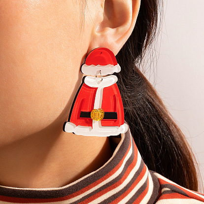 Boho Halloween Christmas Santa Costume with Fun Ear Studs & Earrings