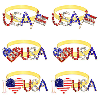 Independence Day National Flag Napkin Ring Diamond USA Letter Napkin Buckle Alloy Napkin Ring Mouth Cloth Ring