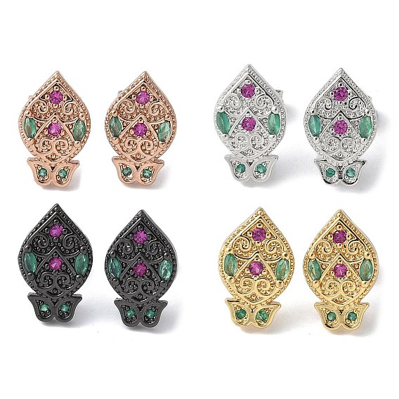 Серьги-гвоздики из латуни с микрокубическим цирконием, долговечный, без свинца и без кадмия, цветок