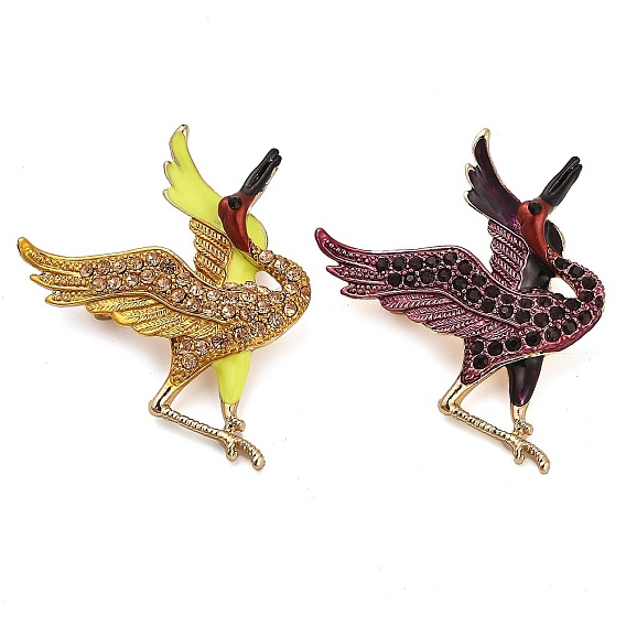 Эмалевые значки с изображением красного венценосного журавля, Броши из сплава со стразами для рюкзака