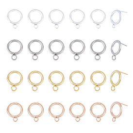 24 шт. 4 цвета 304 детали серьги-гвоздики из нержавеющей стали, с 316 штифтами из хирургической нержавеющей стали и горизонтальными петлями, кольцо