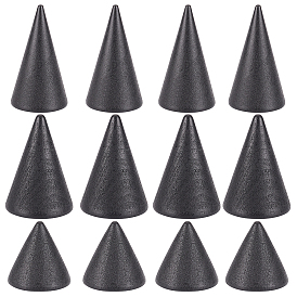 Nbeads 12Pcs 3 Style Wooden Finger Ring Display Stands, Cone Shaped