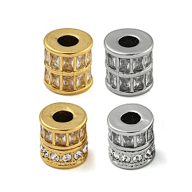 Ion Plating(IP) 304 Stainless Steel Beads, with Glass and Rhinestone, Column