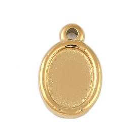 Ion Plating(IP) 304 Stainless Steel Rack Plating Pendant Cabochon Settings, Oval Charm, Polished