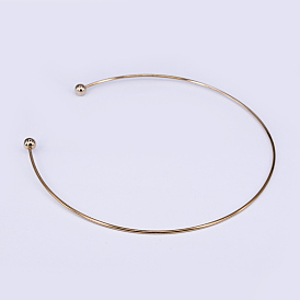 304 inoxydable colliers choker en acier, colliers rigides, avec perles rondes inamovibles, 140x5-3/4 pouce (14.5 cm)