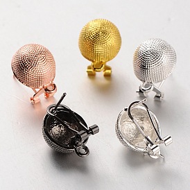 Alloy Stud Earring Findings, French Clip Earrings, with Loop, Half Round/Dome, 17x13mm, Hole: 2mm, Pin: 0.8mm