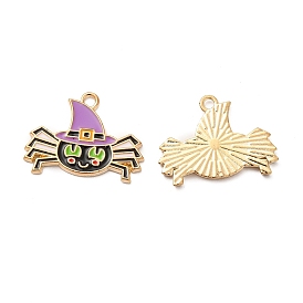 Alloy Enamel Pendants, Spider with Hat Charms, Halloween