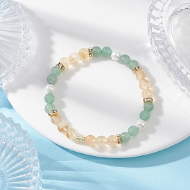 Браслеты из натуральных смешанных драгоценных камней и ракушек с круглыми бусинами для женщин