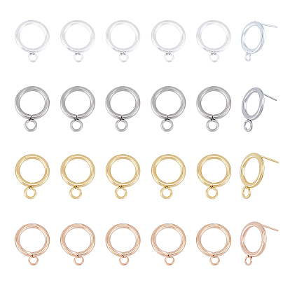 24 шт. 4 цвета 304 детали серьги-гвоздики из нержавеющей стали, с 316 штифтами из хирургической нержавеющей стали и горизонтальными петлями, кольцо