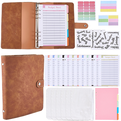 PU Leather Binder Covers, with Plastic Bags, Plastic Index Tab Divider Sheets, Paper Pages & Stickers, Rectangle
