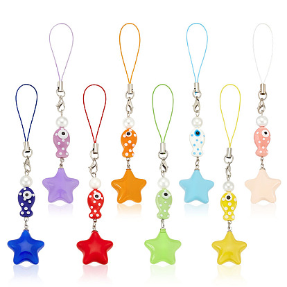 8шт фарфоровые и акриловые мобильные ремни, звезда