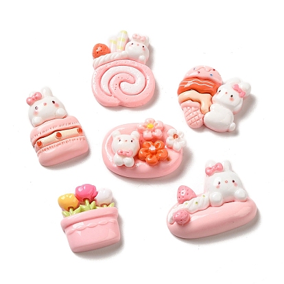 Непрозрачная смола декодирует кабошоны, мороженое из кролика, торт из кролика и хот-дог из кролика, разнообразные