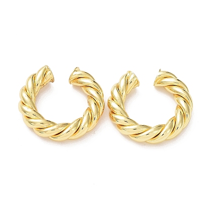 Rack Plating Brass Twist Rope Cuff Earrings for Women, Long-Lasting Plated, Lead Free & Cadmium Free