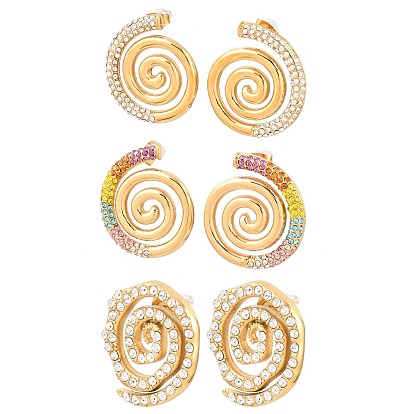 Вихревая спираль 304 серьги-гвоздики из нержавеющей стали для женщин, со стразами