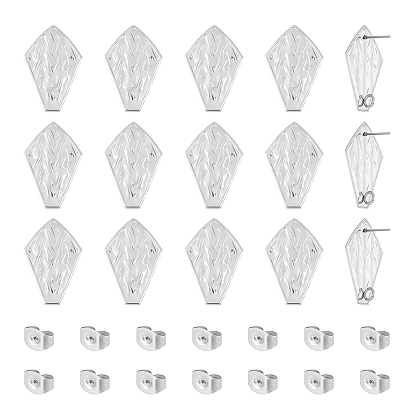 40шт. 304 серьги-гвоздики из нержавеющей стали, с вертикальной петлей, текстурированный воздушный змей, с ушными гайками 40 шт.