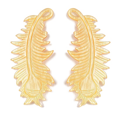 Резные подвески из натуральных желтых ракушек, прелести из перьев