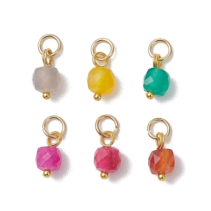 6 шт. 6 Цвета: натуральный кварц, серый агат, полосатый агат, зеленый оникс, подвески-кубы, с 304 кольцами из нержавеющей стали, золотые, смешанные окрашенные и неокрашенные