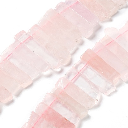 Natural Rose Quartz Beads Strands, Top Drilled Beads, Rectangle