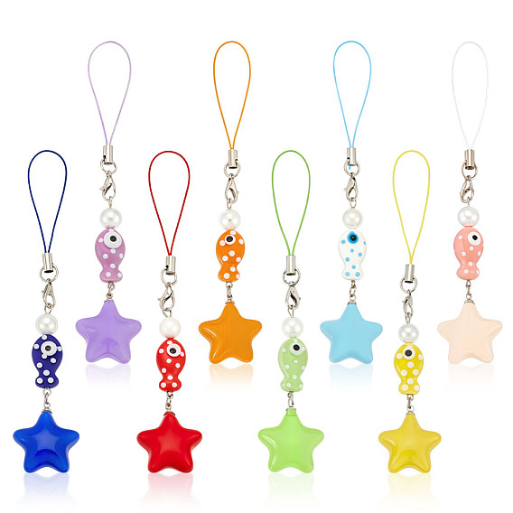 8шт фарфоровые и акриловые мобильные ремни, звезда