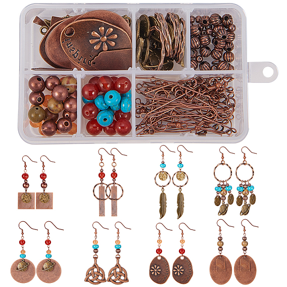 DIY Earring Making, with Brass Blank Stamping Tag Pendants and Metal Tags, CCB Plastic Bead Spacers, Brass Eye Pin and Brass Earring Hooks