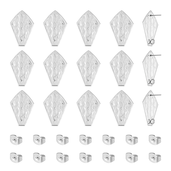 40шт. 304 серьги-гвоздики из нержавеющей стали, с вертикальной петлей, текстурированный воздушный змей, с ушными гайками 40 шт.