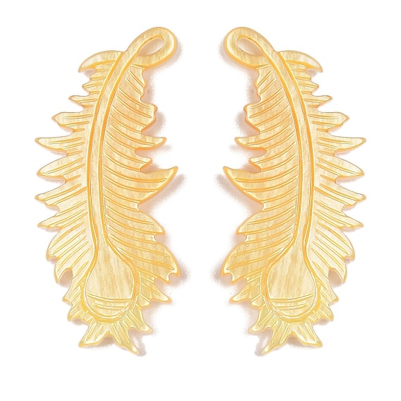 Резные подвески из натуральных желтых ракушек, прелести из перьев