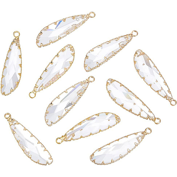 Латунь стекло кулоны, граненые, слеза, прозрачные