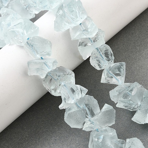 Стеклянные бусины с имитацией аквамарина, необработанный грубый камень, самородки