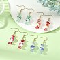 Printed Porcelain & Glass Dangle Earrings, Candy, 304 Stainless Steel Dangle Earrings for Women, Real 18K Gold Plated
