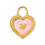 День святого Валентина 304 эмалевые подвески из нержавеющей стали, сердце блокировки прелести, ионное покрытие (ip), зеркальная полировка, реальный 18 k позолоченный