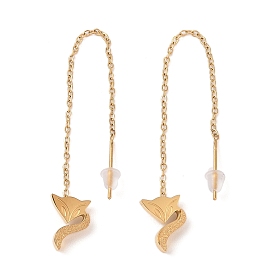 304 из нержавеющей стали серьги, для женщин, вакуумное покрытие pvd, лиса