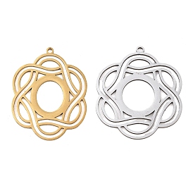 Filigree 304 Stainless Steel Pendants, Laser Cut, Flower Charms