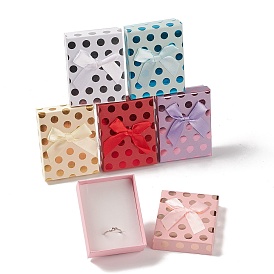 Cajas de cartón para juego de joyas con lunares, Rectángulo con bowknot