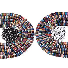 10 нитки ручной работы бусины из полимерной глины нитки, диск хейши бусины и 60 шт непрозрачные акриловые бусины со случайной начальной буквой