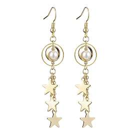 Brass Dangle Earring, with Shell Pearl Bead, Star