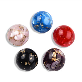 Opaque Resin Beads, with Gold Foil, Round