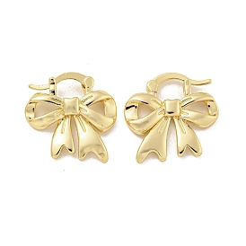Bowknot Rack Plated Brass Hoop Earrings for Women, Lead Free & Cadmium Free, Long-Lasting Plated