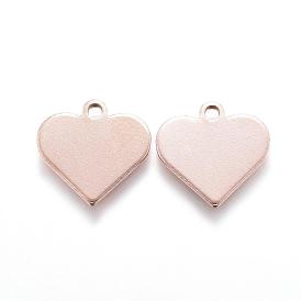 Ion Plating(IP) 304 Stainless Steel Charms, Stamping Blank Tag, Heart