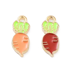 Light Gold Plated Alloy Enamel Pendants, Cadmium Free & Lead Free, Carrot Charm