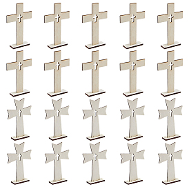 40 шт. 2 стили деревянные скульптуры для украшения витрин на Хэллоуин, для домашнего офисного стола, крестик