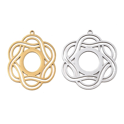Filigree 304 Stainless Steel Pendants, Laser Cut, Flower Charms