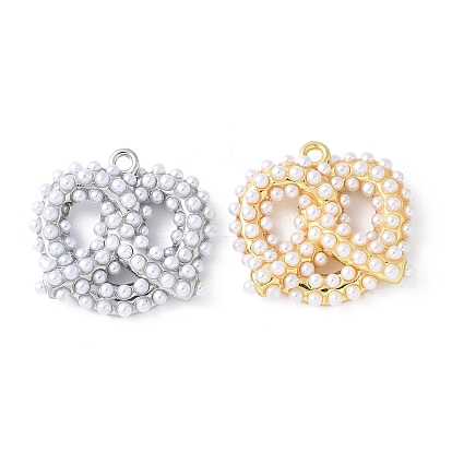 Латунные подвески, с ABS имитации жемчуга, стойки покрытие, долговечный, без свинца и без кадмия, сердце