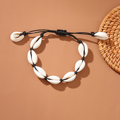 Браслеты из бисера, плетеные из морских ракушек, регулируемые браслеты из искусственной кожи для женщин