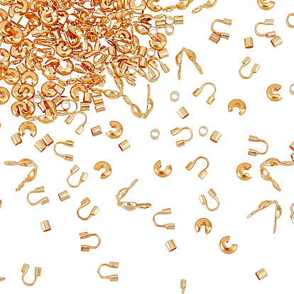 400шт 4 стильные наборы для изготовления находок своими руками, включая латунные обжимные бусины, защиту проволоки, наконечники бус и крышки обжимных бусин