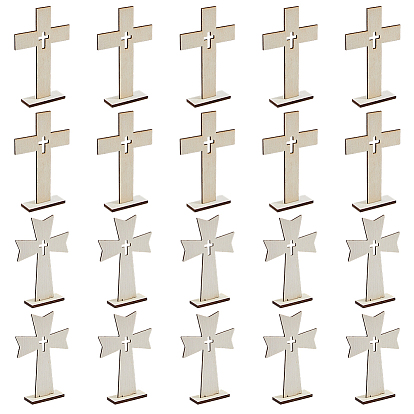 40 шт. 2 стили деревянные скульптуры для украшения витрин на Хэллоуин, для домашнего офисного стола, крестик