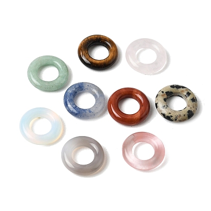 Natural & Synthetic Mixed Gemstone Beads, Round Ring Shaped Large Hole Beads