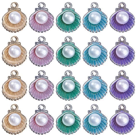 50 шт 5 цвета сплава эмаль подвески, с пластиковым буртиком, без кадмия и без свинца, оболочка