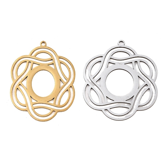 Filigree 304 Stainless Steel Pendants, Laser Cut, Flower Charms