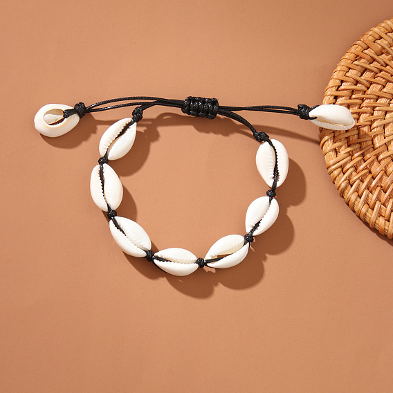 Браслеты из бисера, плетеные из морских ракушек, регулируемые браслеты из искусственной кожи для женщин
